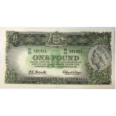 AUSTRALIA 1961 . ONE 1 POUND BANKNOTE . RARE LAST PREFIX